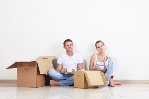 Packed boxes and furniture ready for a home move in Selhurst