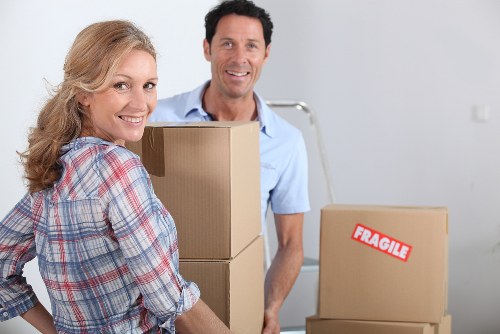 Secured items arranged safely inside a moving van